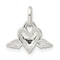 Sterling Silver Heart w/Wings Charm Pendant Love Jewerly 15mm x 16mm